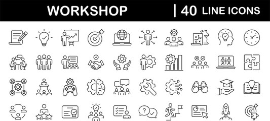 Wall Mural - workshop set of web icons in line style. business workshop icons for web and mobile app. containing 