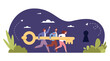© ssstocker - Team key to keyhole. Teamwork unlock solution lock, effective onboarding or corporate security business secrets concept leader run to success motivation achieve vector illustration