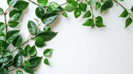green plants frame on white background generative ai