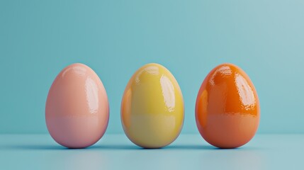 Poster - A creative easter egg on a blue background. 3D rendering.