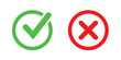 © Rajob - check mark icon button set. check box icon with right and wrong buttons and yes or no checkmark icons in green tick box and red cross