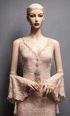 mini dress with low neckline on a mannequin. ai generative