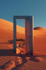 Wall Mural - Opened door on desert