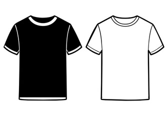 Blank T-Shirt template black and white design view 