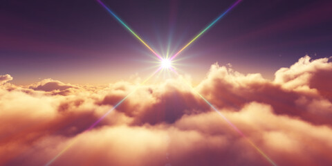 Wall Mural - above clouds sunrise sun ray illustration