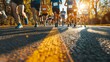 © Gasspoll - Low-angle view of marathon participants running on sunny day