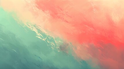 Wall Mural - Gradient coral to mint smooth abstract