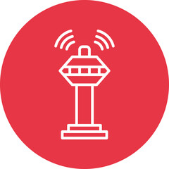 Sticker - Airport Control Tower line circle icon