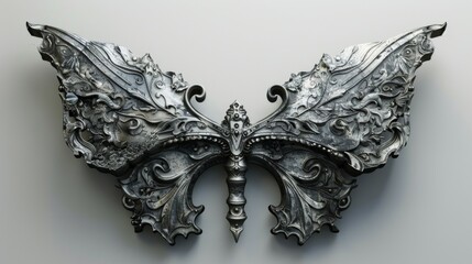 Wall Mural - Delicate Butterfly Hammer on Bright White Background with Detailed Textures