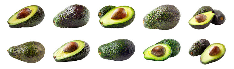 Sticker - Set of whole and sliced avocados, cut out - stock png.