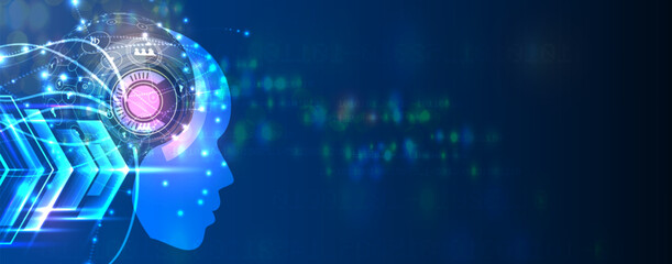 Wall Mural - abstract artificial intelligence. cloud computing. machine learning. technology web background. virt