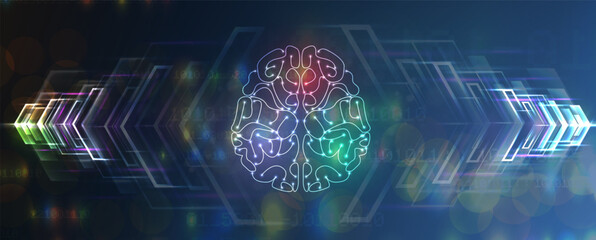 Wall Mural - abstract artificial intelligence. cloud computing. machine learning. technology web background. virt
