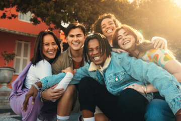 Happy friends enjoying time together while studying abroad in a program