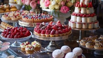 Indulgent Dessert Table: Culinary Artistry in Cakes, Tarts, and Pastries