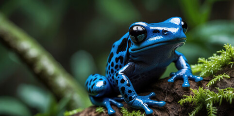 wildlife of frogs perched on rocks and trees in the forest