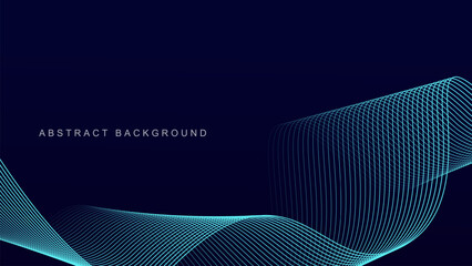Wall Mural - abstract blue wave line pattern on dark blue background. futuristic technology concept. suit for ban