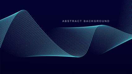 Wall Mural - abstract blue wave line pattern on dark blue background. futuristic technology concept. suit for ban