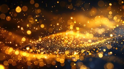 Wall Mural - Shimmering abstract background with golden light streaks and particles, adding a luxurious and festive touch