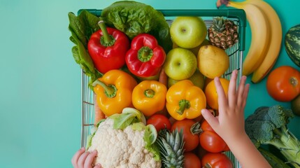 The shopping basket with produce