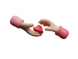 © Nuchjaree - 3D cartoon hand hold or giving heart isolated on transparent background. Valentine day, Relationship, family and donorship concept. Donation, love or charity for social media. 3d render illustration
