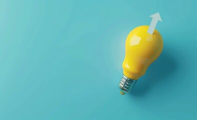 Wall Mural - An animated 3D render of a yellow lightbulb with a white ring for a creative thinking concept.