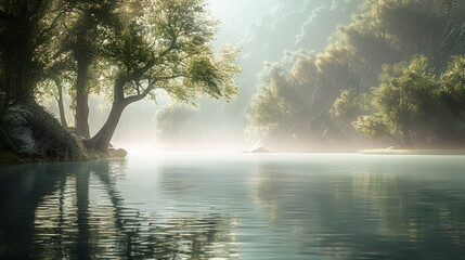 Wall Mural - Calm lake in the morning light