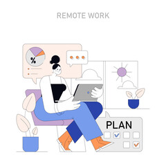 Wall Mural - Remote Work planning. Vector illustration.