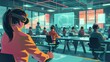 © Rattanathip - Futuristic tech workspace with individuals using virtual reality headsets, surrounded by holographic displays and modern technology.