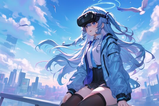 female anime using VR