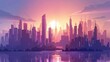  Sci fi city. Landscape Future with skyscrapers.
