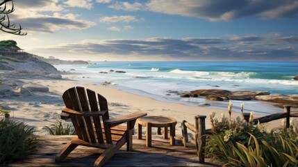 Wall Mural - beach chairs and umbrellas