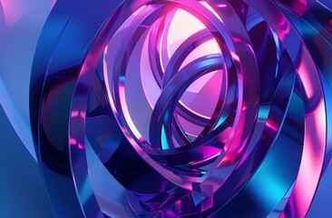 Wall Mural - Abstract shapes on colorful trendy background. Modern fluid geometric figures in the shape of swirls on gradient background. Design layout for web, banners, flyers, posters, flyers. 3D render.