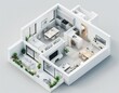 © Maxim Borbut - Detailed floor plan, 3D illustration of a living room. Typical layout for an apartment.
