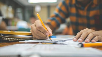 education specialists designing a new curriculum model, with documents and educational tools on the 