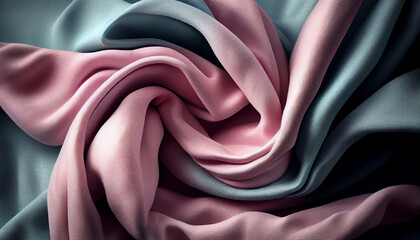 Wall Mural - Abstract beautiful silky chiffon texture, luxury liquid wavy satin cloth, soft fabric. Generative AI