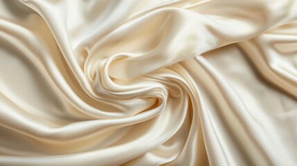 luxurious ivory silk satin fabric with smooth creased drapery abstract cloth background