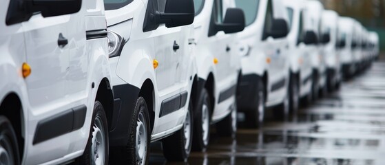 Wall Mural - White vans in a row at a dealership