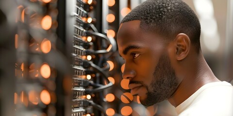 Online IT technician specializing in network programming cybersecurity and data protection. Concept Network Programming, Cybersecurity, Data Protection, IT Technician, Online Services