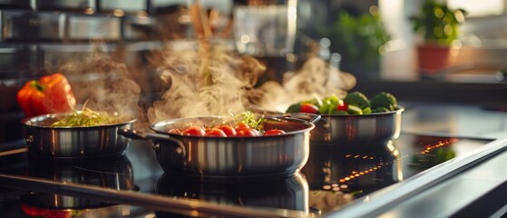 Poster - Hot plate hums softly while maintaining cooking pans heat