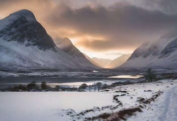 Poster - A view of the Glencoe Mountains in the Highlands of Scotland