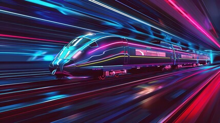 Wall Mural - sleek modern highspeed train futuristic transportation in aigenerated illustration