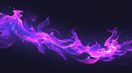 Wall Mural - Purple flame isolated on black background 