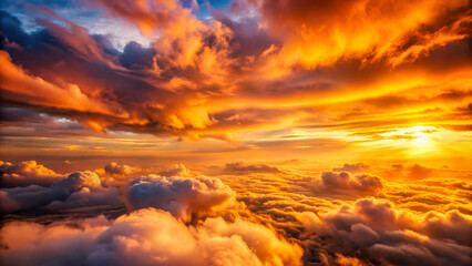 Dramatic orange sky and clouds background