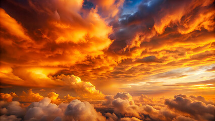 Dramatic orange sky and clouds background