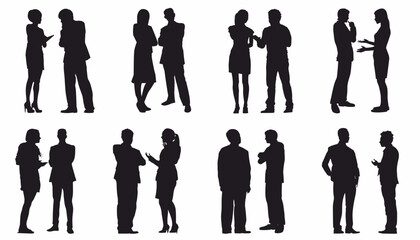 Wall Mural - business people silhouette, team of man and woman. isolated on white background