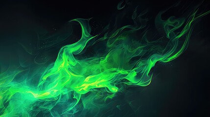 Wall Mural - A green flame isolated on black background 