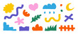 © Bochana - The hand-drawn abstract shapes and doodle objects. Naive playful scribble abstract vector set shapes—doodle charcoal geometric collage heart, flower, cloud, grass, irregular organic shapes, texture.