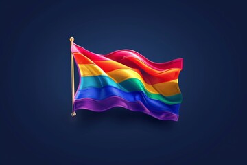 Wall Mural - waving rainbow flag illustration on a dark blue background symbolizing pride and unity with vibrant 