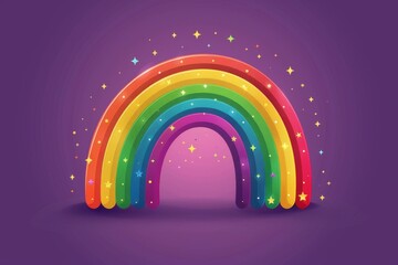 Wall Mural - cheerful rainbow arch with clouds on a purple background creating a whimsical and joyful scene with 