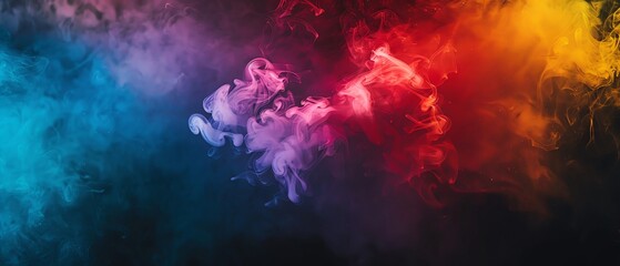 Wall Mural - Textured Background Rainbow smoke, negative space, isolated on black background, advertising photoshoot, pride month LGBTQIA theme